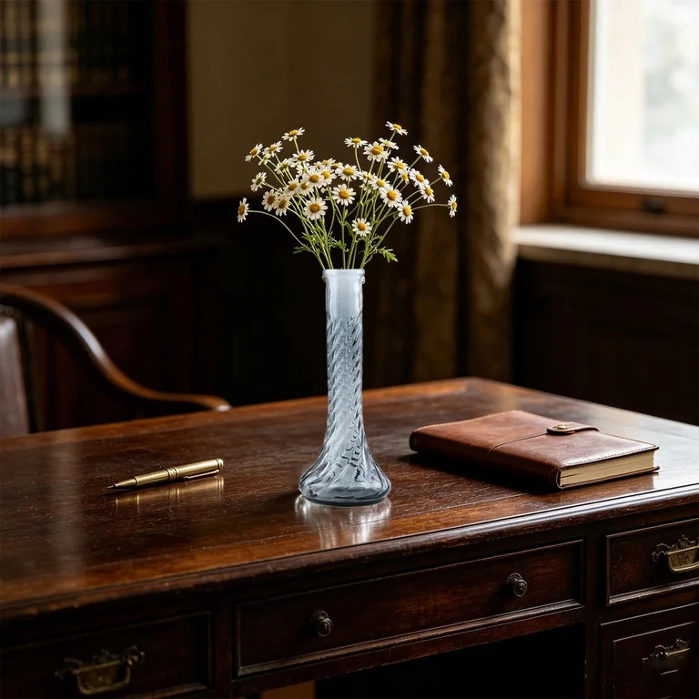 Gifts Sentmoon Twisted Neck Glass Bud Vase Decorative Hydroponic Container Small Ribbed Clear Gla... | Walmart (US)