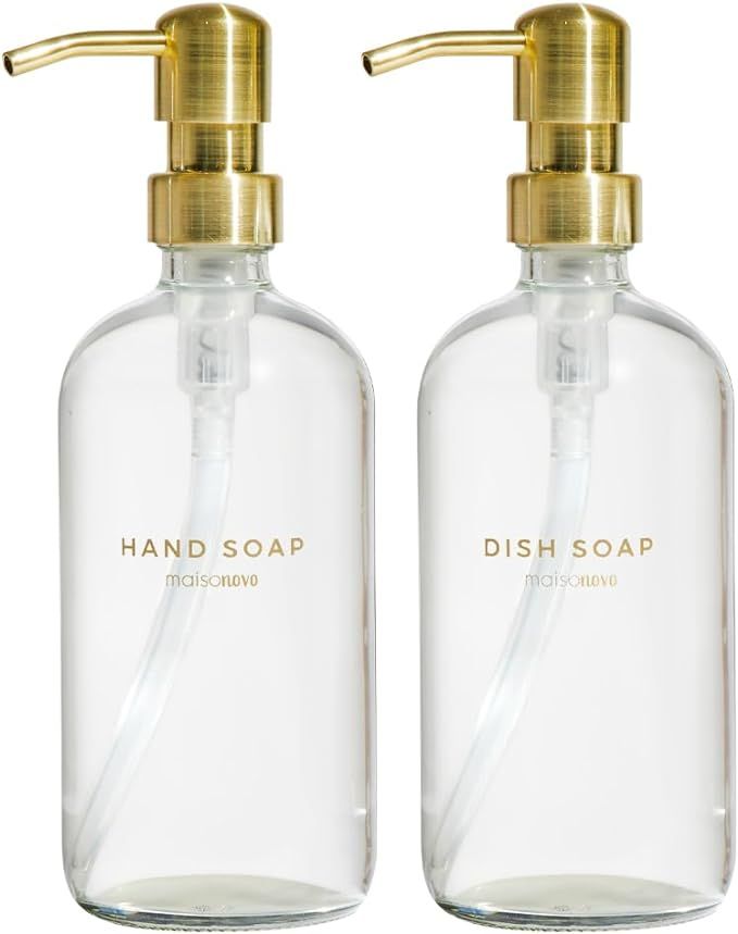 MaisoNovo Glass Soap Dispenser | Vintage Soap Dispenser Bathroom and Kitchen Set w.Dish Soap Hand... | Amazon (US)