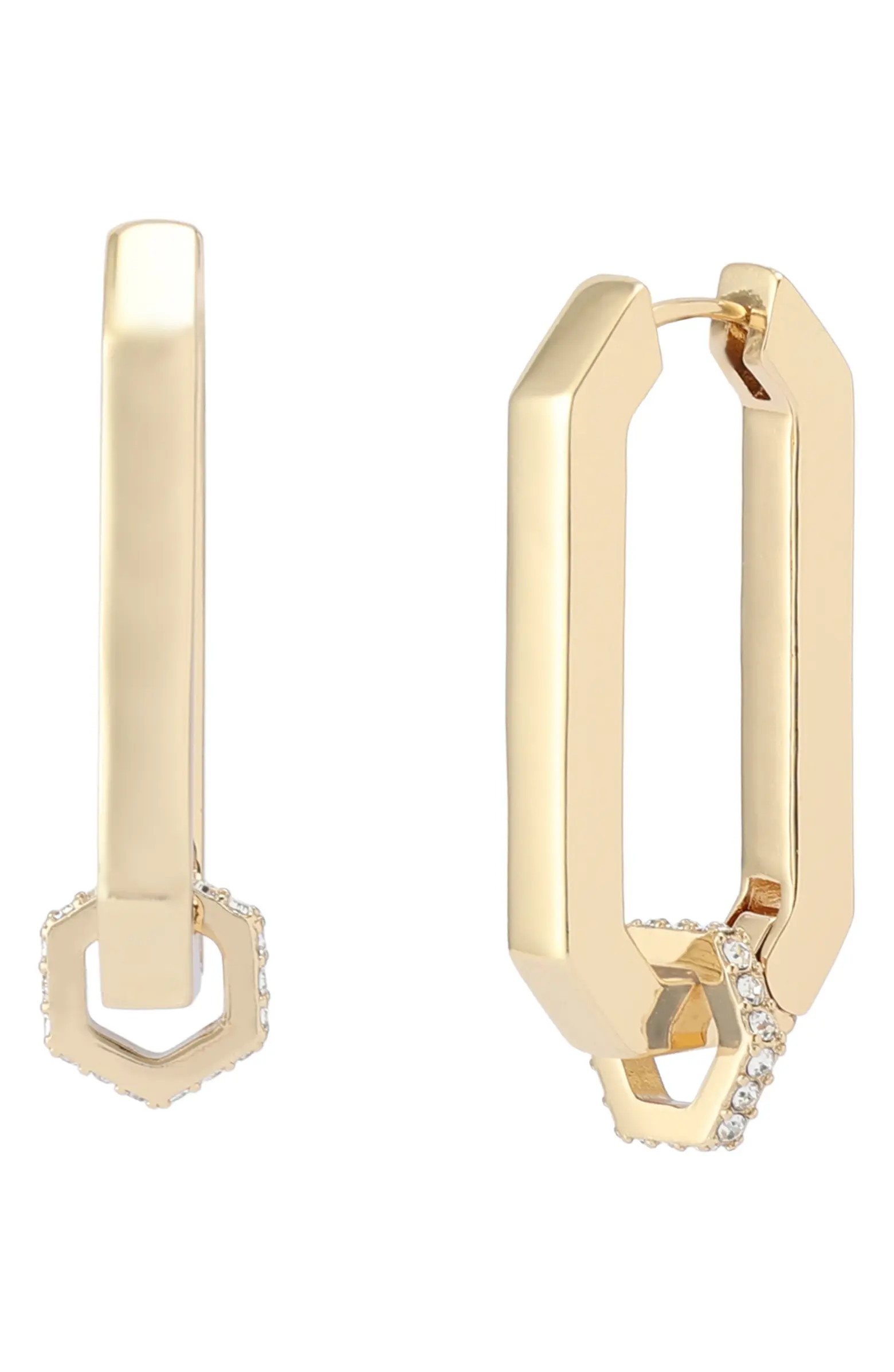 AllSaints Crystal Hexagon Huggie Hoop Earrings | Nordstrom | Nordstrom