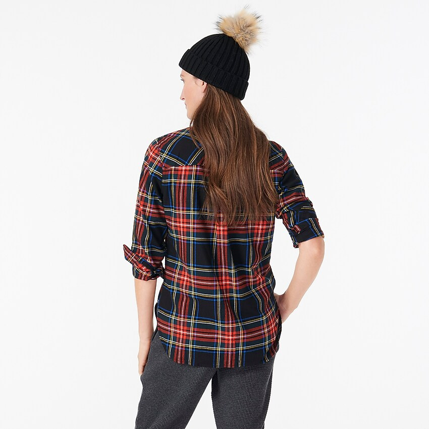 Classic-fit boy shirt in black Stewart tartan flannel | J. Crew US