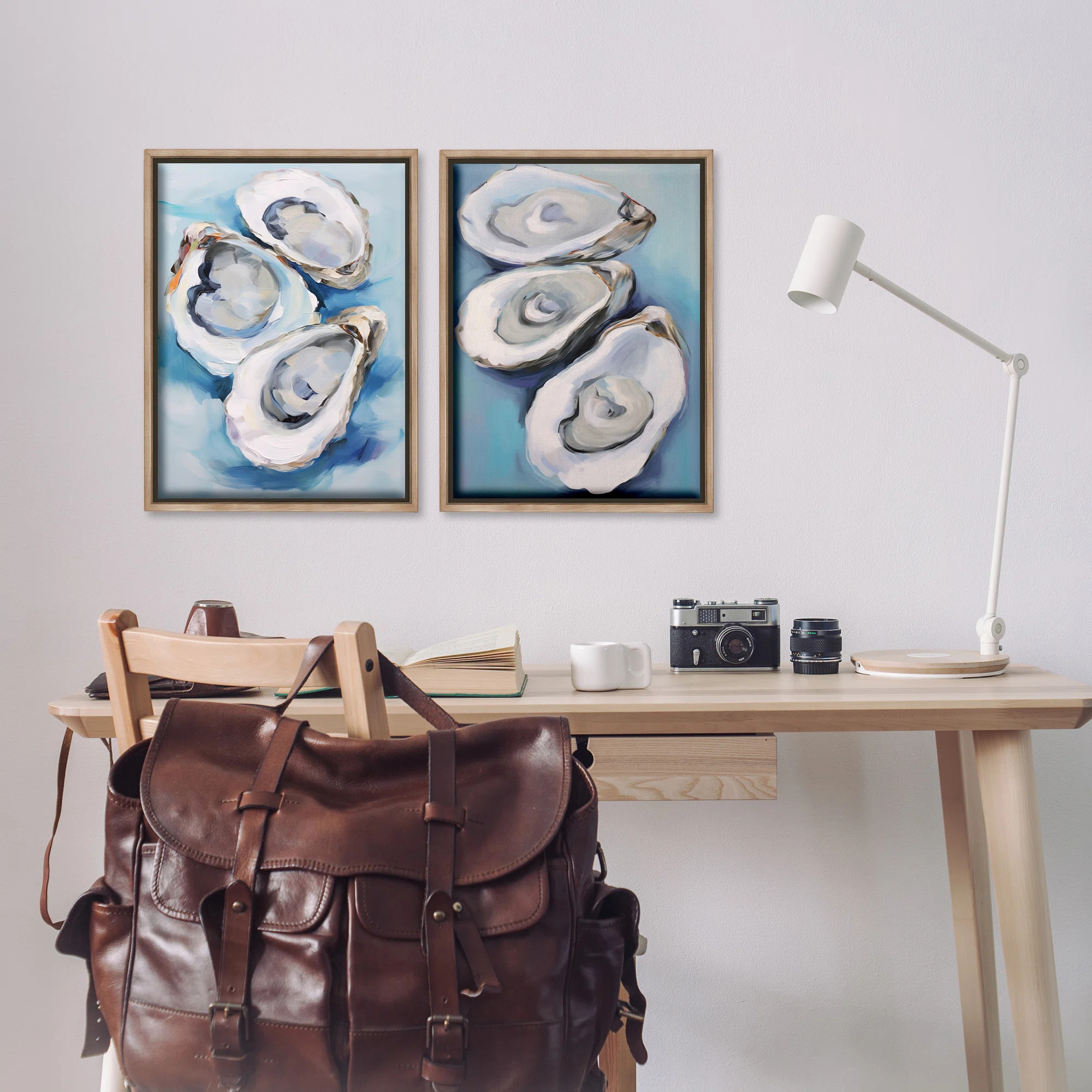 Oysters on the Half Shell 2 PC Gold Framed Floater Canvas Set by Petal Prints Design | Wayfair North America