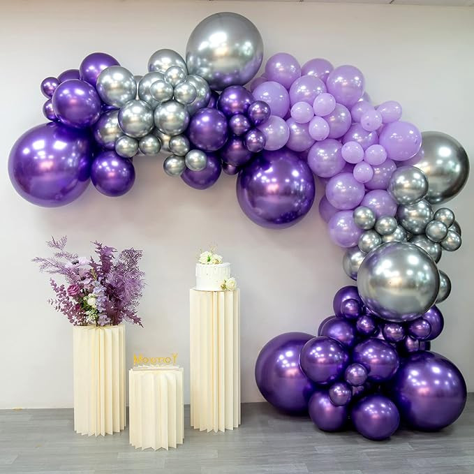 Amazon.com: MOXMAY Purple Silver Balloon Garland 127 Pcs 18In 12In 10In 5In Latex Balloons Arch K... | Amazon (US)