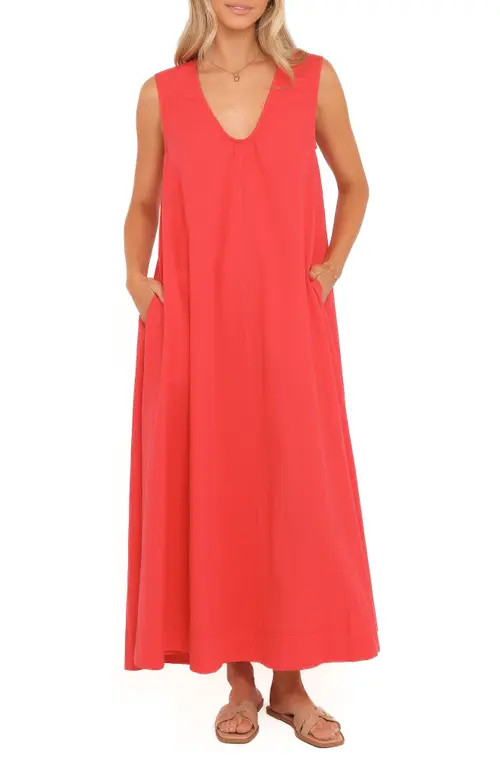 Petal & Pup Laurita Cotton Maxi Dress in Red at Nordstrom, Size Medium | Nordstrom