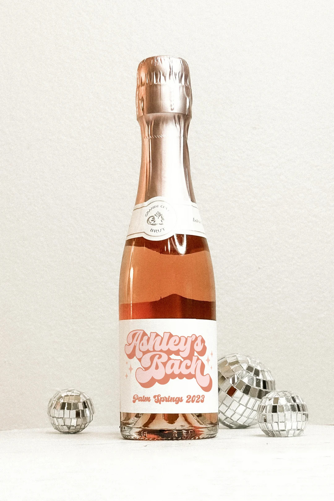 Groovy Bachelorette Party Mini Champagne Labels Retro Hippie Palm Springs Wine Stickers Disco Bac... | Etsy (US)