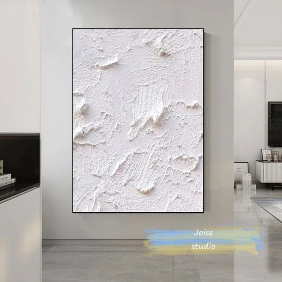 Large Minimalst White Paintingwhite 3D Textured Paintings | Etsy | Etsy (US)