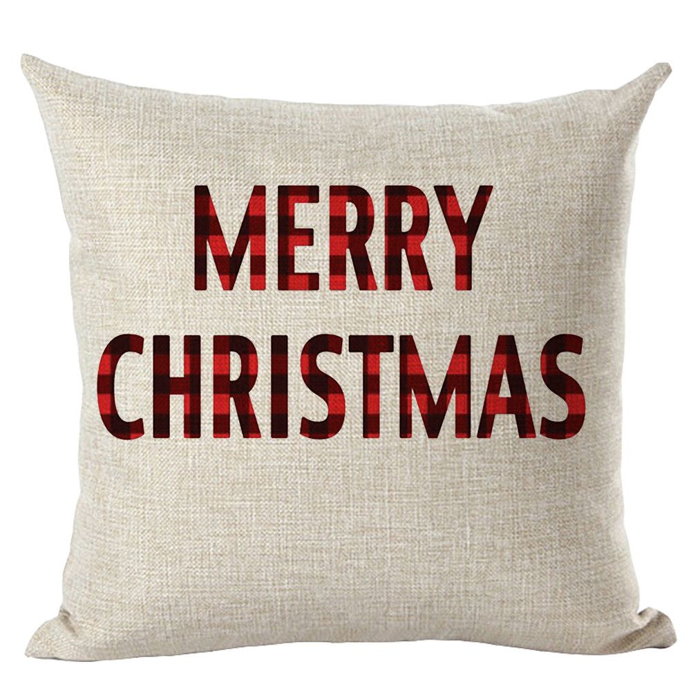 Merry Christmas Pillow Cases Linen Sofa Cushion Cover Home Decor Pillow Core | Walmart (US)