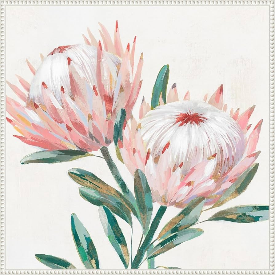 Amanti Art Framed Canvas Wall Art Print (30x30) King Pink Protea Flowers I by Isabelle Z Float Fr... | Amazon (US)