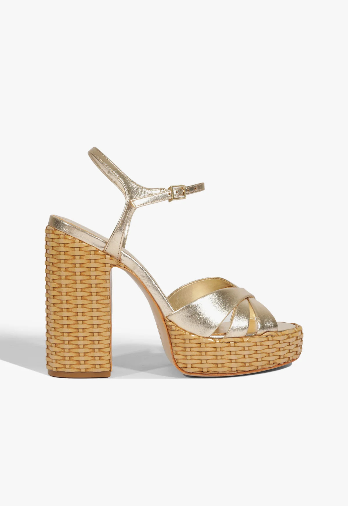 Keefa Straw Platform Sandal | Metallic Gold Leather - SCHUTZ | Schutz (US)
