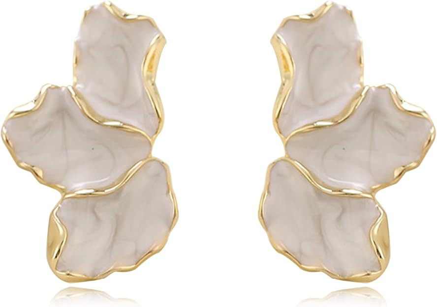 Flower Earrings - Irregular Petal Unique Statement Enamel Flower Jewelry Gift | Amazon (US)