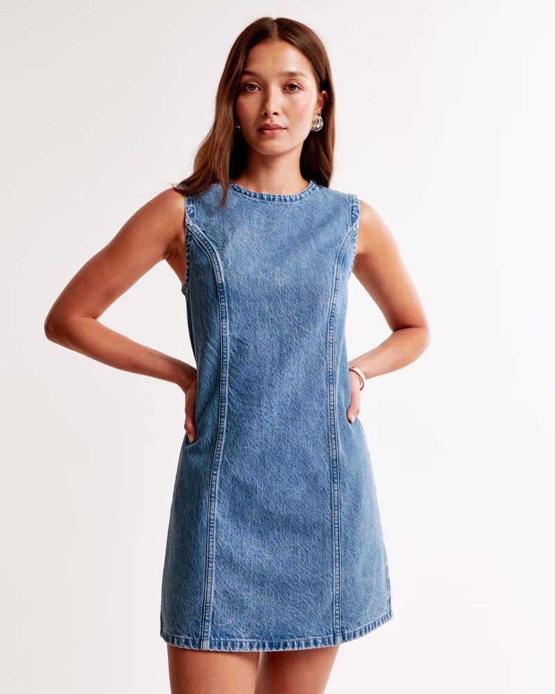 Women's Denim Shift Mini Dress | Women's Dresses & Jumpsuits | Abercrombie.com | Abercrombie & Fitch (US)