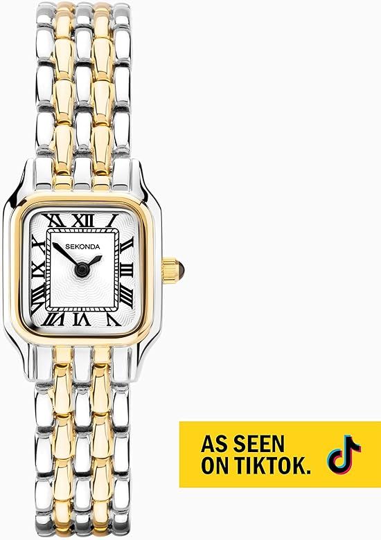 Monica Ladies 20mm Quartz Watch in White with Analogue Display, and Gold Alloy Strap 40143 | Amazon (UK)