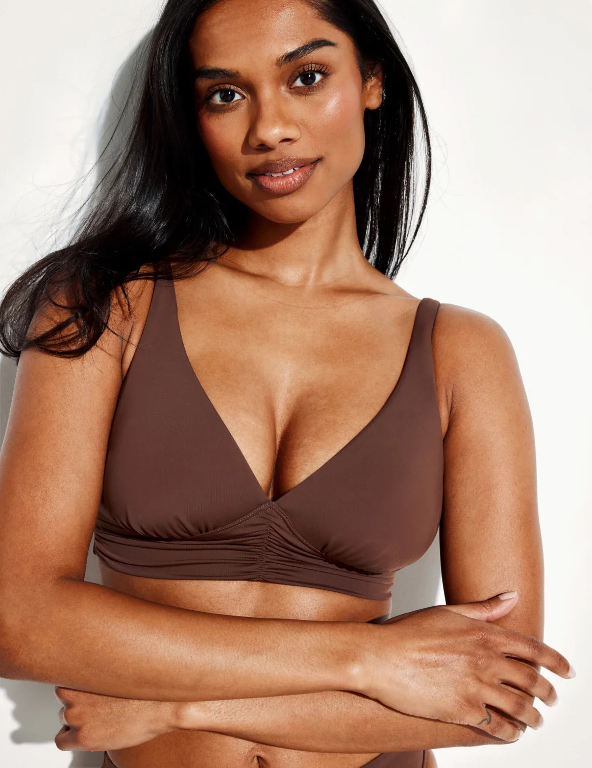 Ruched Deep V Bikini Top | Women's Swim Bikini Top | Knix CA