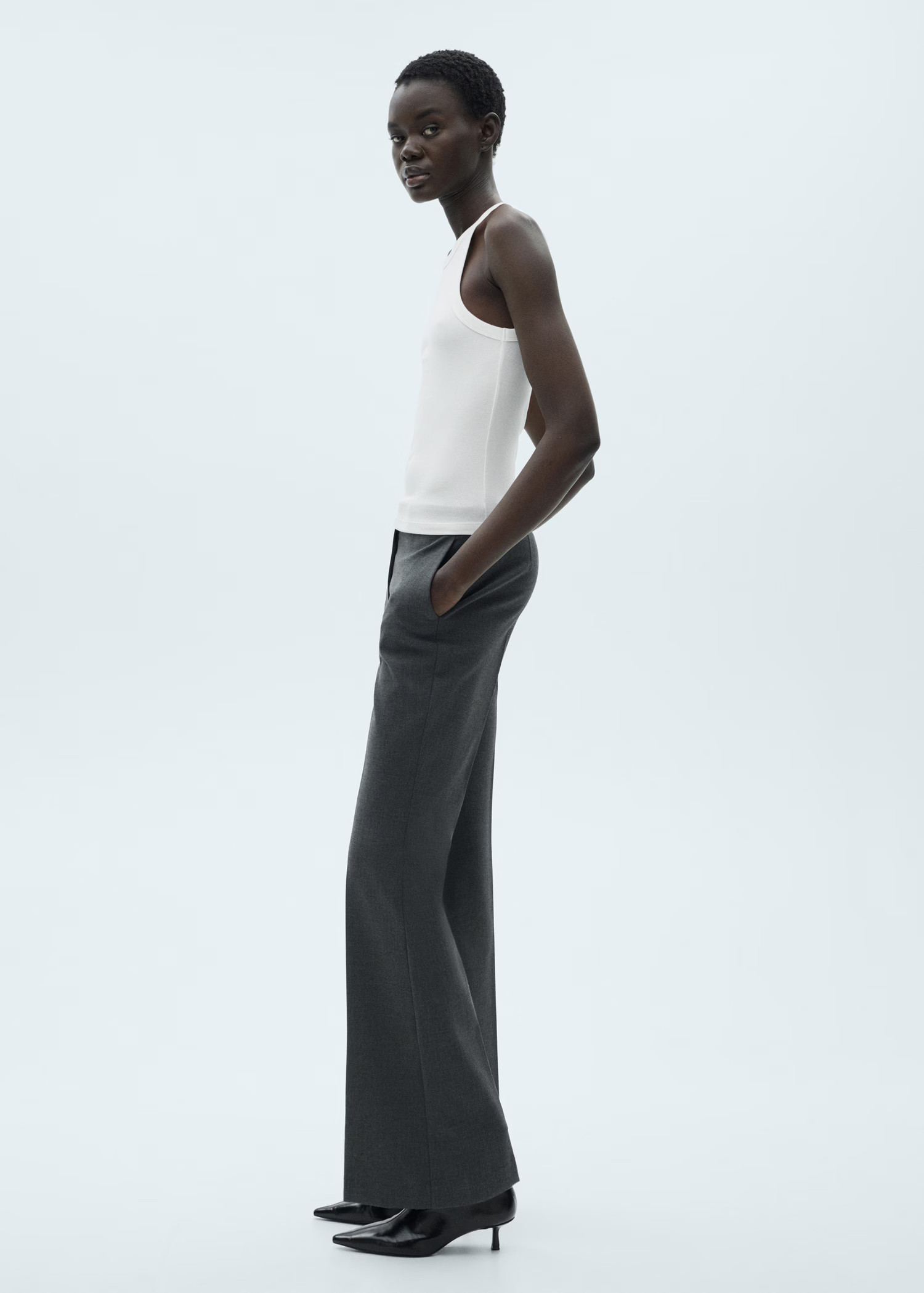 Ribbed cotton-blend top | MANGO (UK)