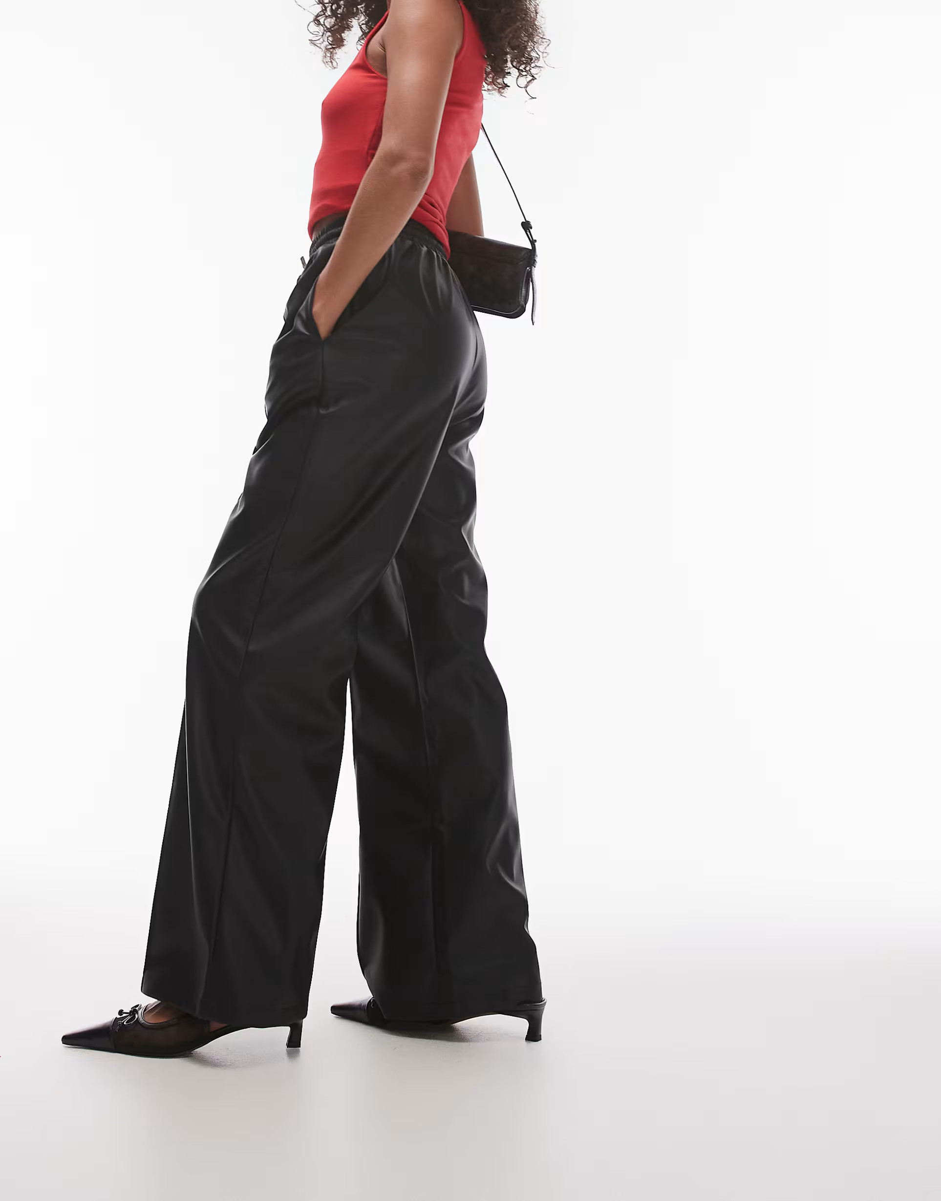 Topshop faux leather sweatpants in black | ASOS (Global)