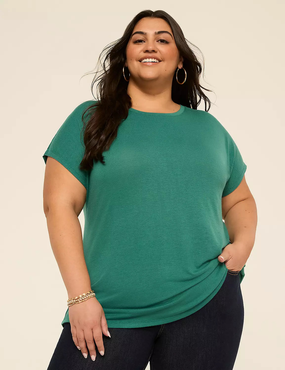EveryWear Dolman-Sleeve Crew-Neck Tee | Lane Bryant (US)
