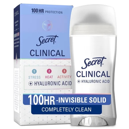 Secret Clinical 100HR Antiperspirant Deodorant, Invisible Solid, Completely Clean, 2.6 oz | Walmart (US)