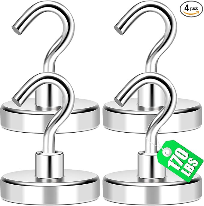 MIKEDE Magnetic Hooks Heavy Duty, 170Lbs+ Super Strong Magnet Hooks for Cruise Essentials, Neodym... | Amazon (US)