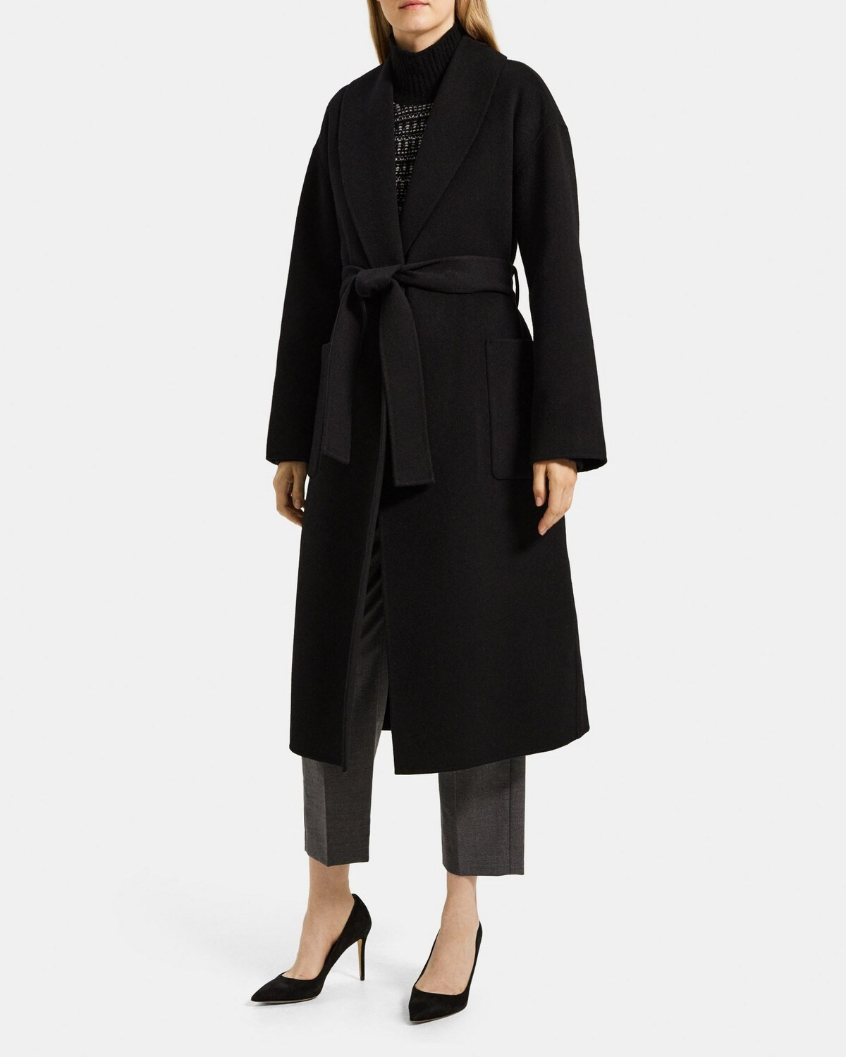 Robe Coat in Double-Face Wool-Cashmere | Theory Outlet