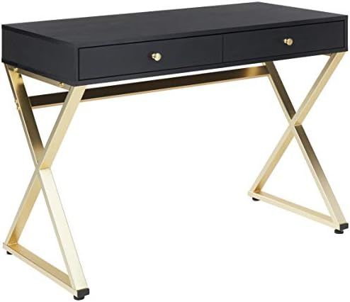 ACME Furniture Acme Coleen Desk, black & Brass | Amazon (US)