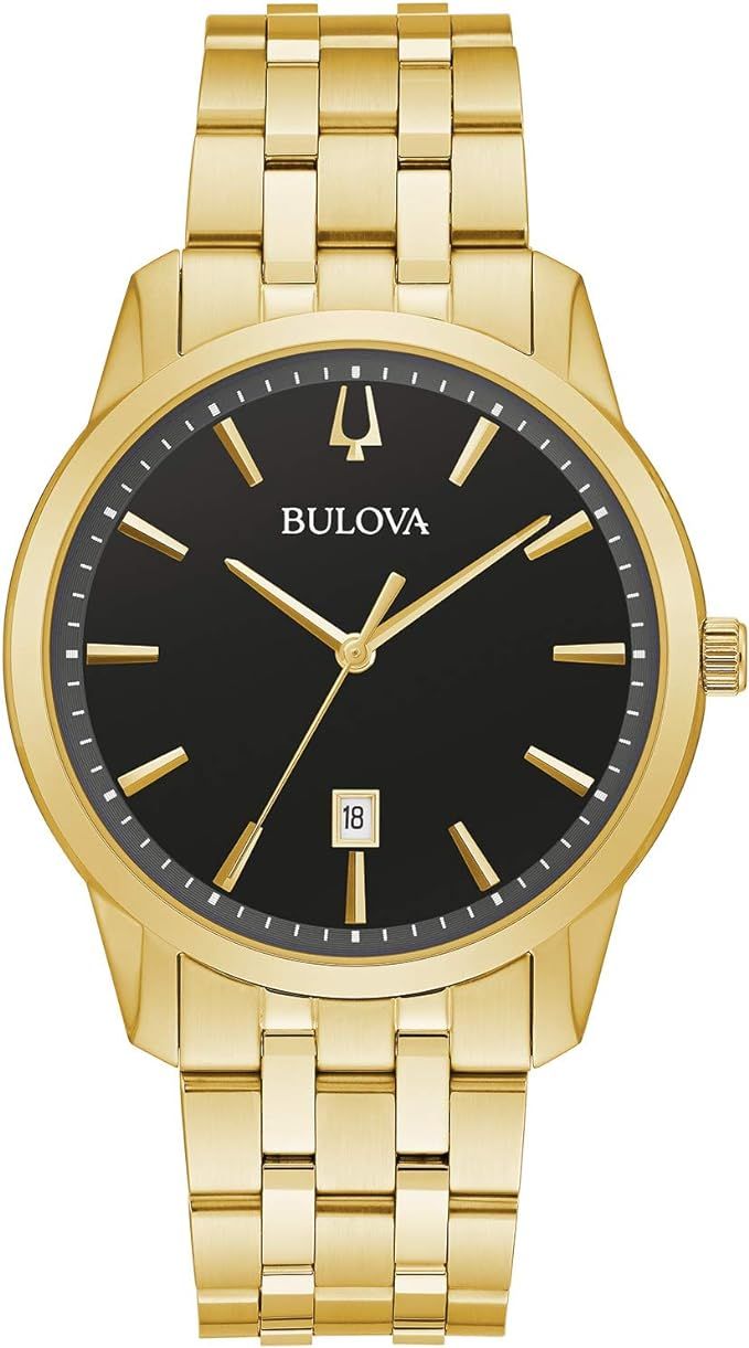 Amazon.com: Bulova Classic Quartz Men's Watch, Stainless Steel, Gold-Tone (Model: 97B194) : Cloth... | Amazon (US)