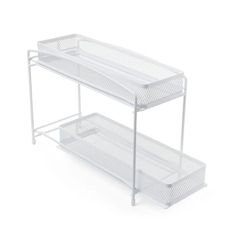 Mainstays 2-Tier Pull-Out Spice Organizer, White | Walmart (US)