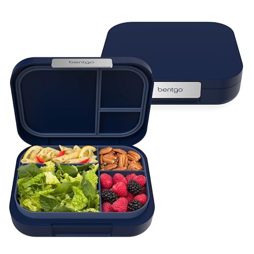 Bentgo® Modern - Leak-Resistant Bento Lunch Box For Adults, Teens, & Larger Appetites; Reusable BPA-Free Meal Prep Container with 3 or 4 Compartments, Dishwasher/Microwave Safe; 5 Cups (Navy) | Amazon (US)