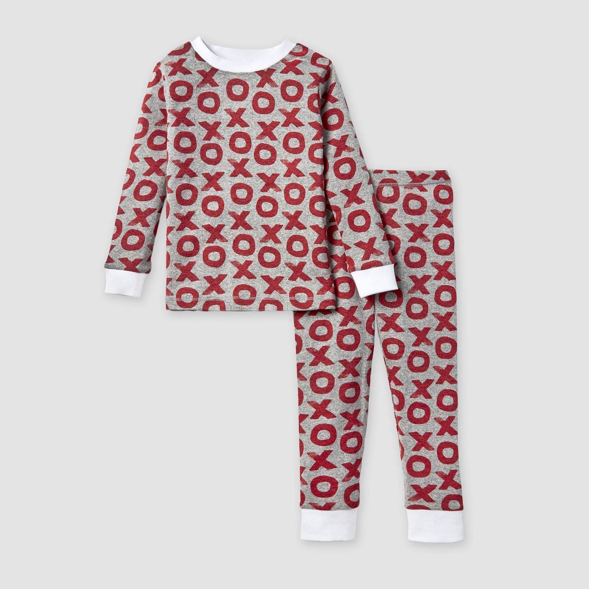 Burt's Bees Baby® Toddler 2pc Valentines Printed Organic Cotton Pajama Set - Heather Gray/Red | Target