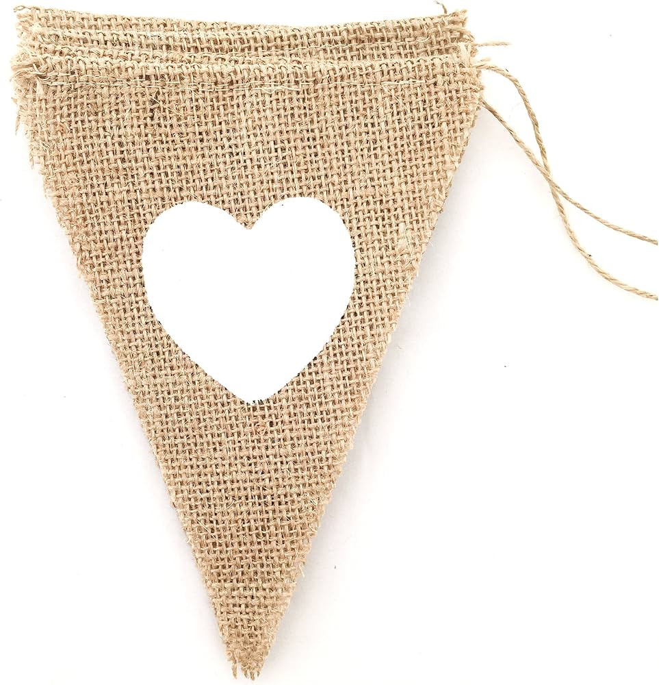 LWR CRAFTS Burlap Bunting Banner Triangle Heart 13 Pieces 10 feet | Amazon (US)