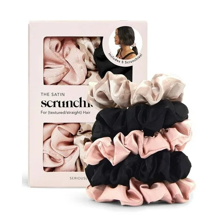 Kitsch Satin Hair Scrunchies for Women - Softer than Silk Satin Scrunchie 5 Pack (Assorted) | Walmart (US)