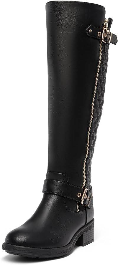 DREAM PAIRS Women's Knee High Boots, Utah Low Stacked Heel Knee High Riding Boots | Amazon (US)