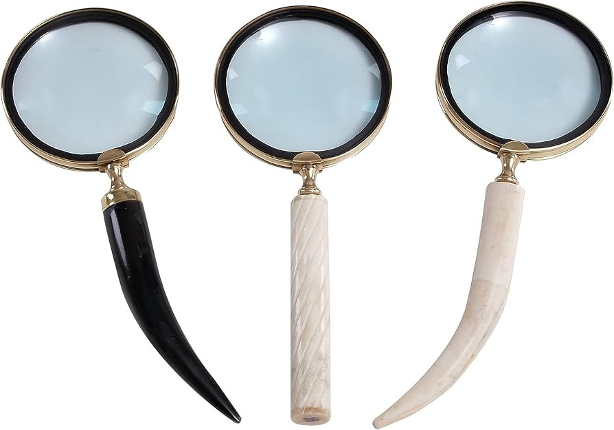 CosmoLiving by Cosmopolitan Metal Magnifying Glass with Bone Handles, Set of 3 4"W, 4"H, Black | Amazon (US)