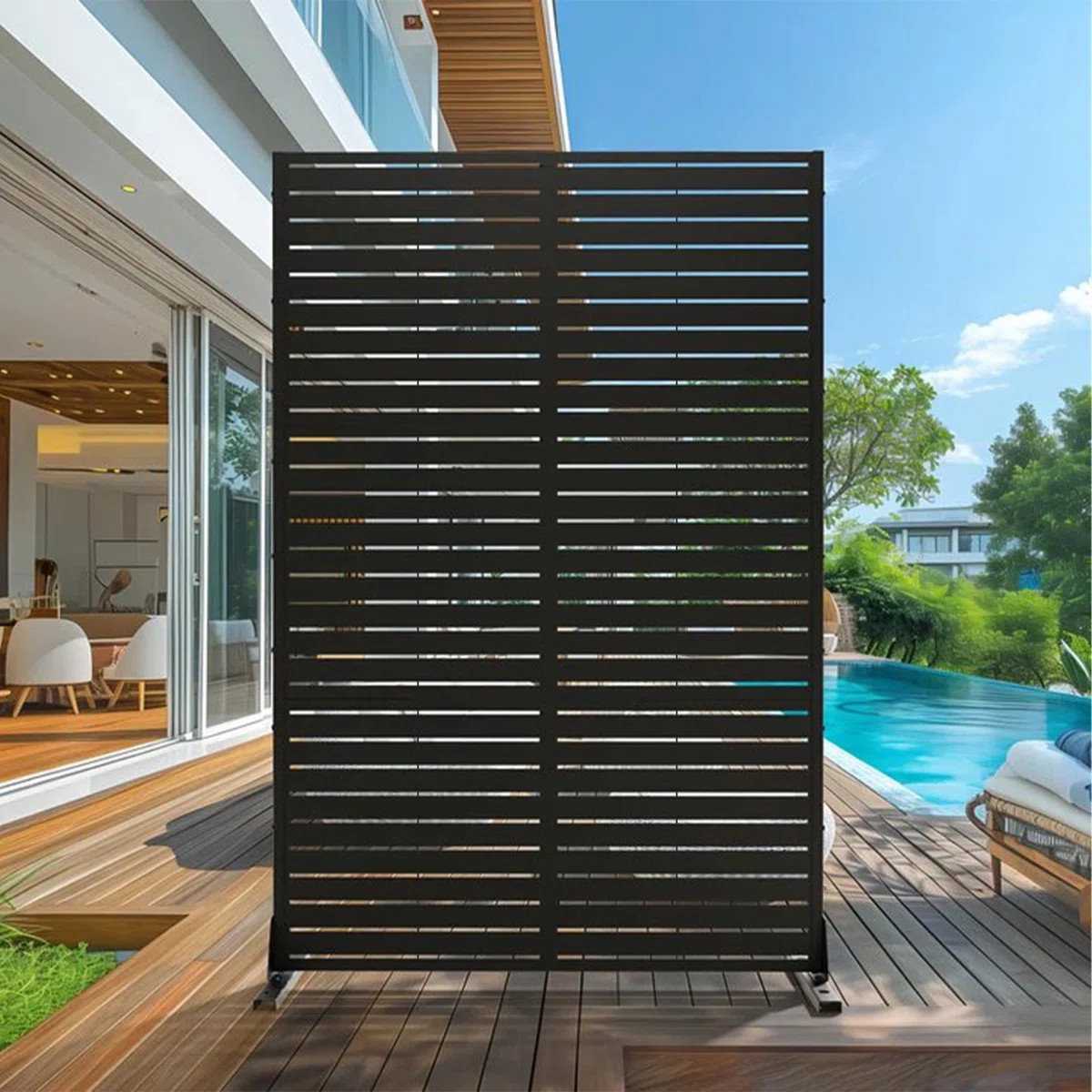 72" x 47" Freestanding Metal Privacy Screen Fence Panels Garden Trellis Outdoor Divider for Patio... | Wayfair North America