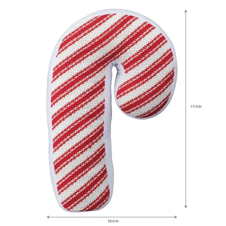 Red and White Stripped Candy Cane Pillow Christmas Decoration, 17 in, by Holiday Time | Walmart (US)