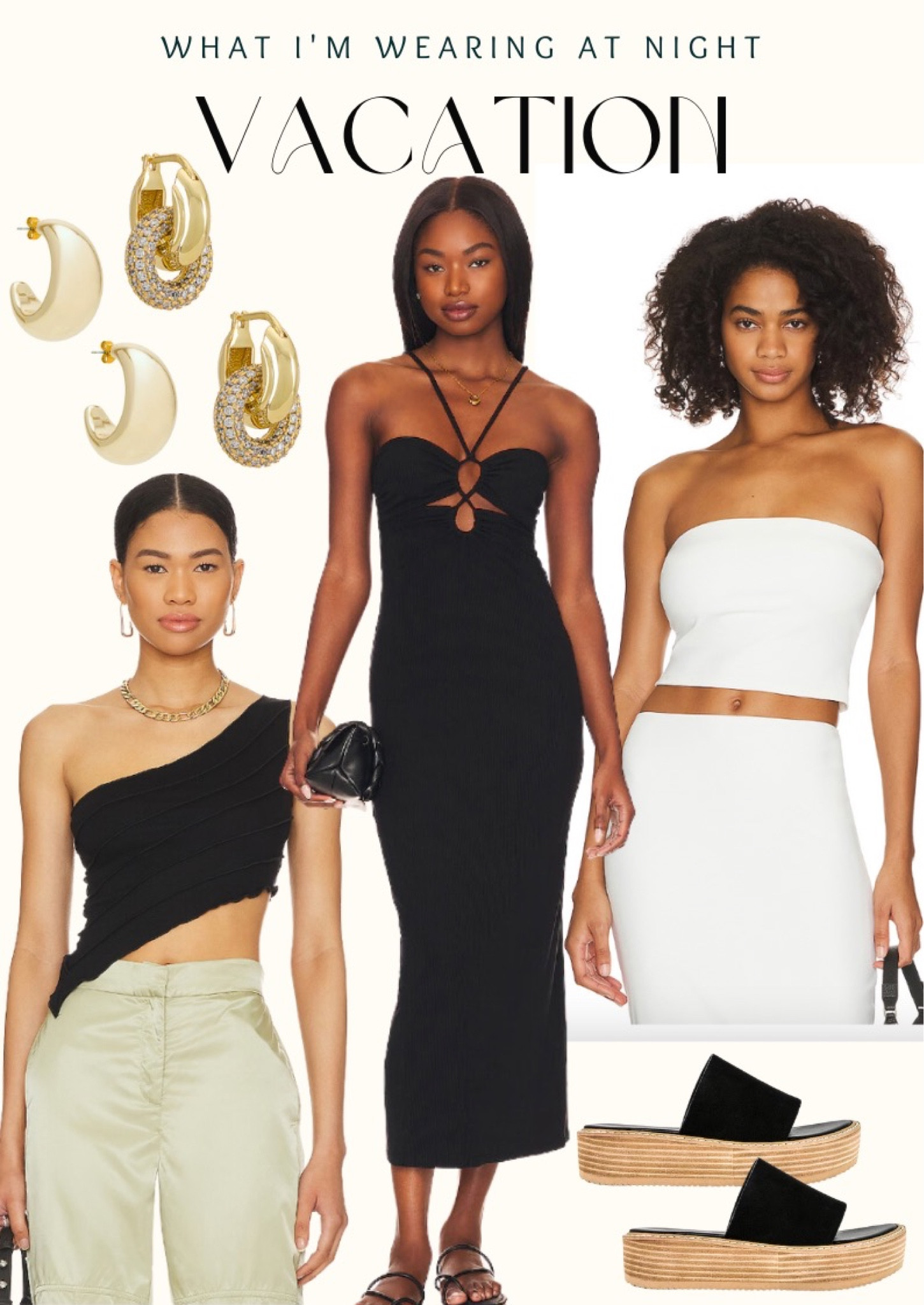 My night outfits! 🪩💃🏻

maxi dress, beach vacation, summer outfit, summer dress, summer top, one shoulder top, gold hoops, platform sandals, black dress, strapless top


#LTKunder100 #LTKtravel #LTKSeasonal