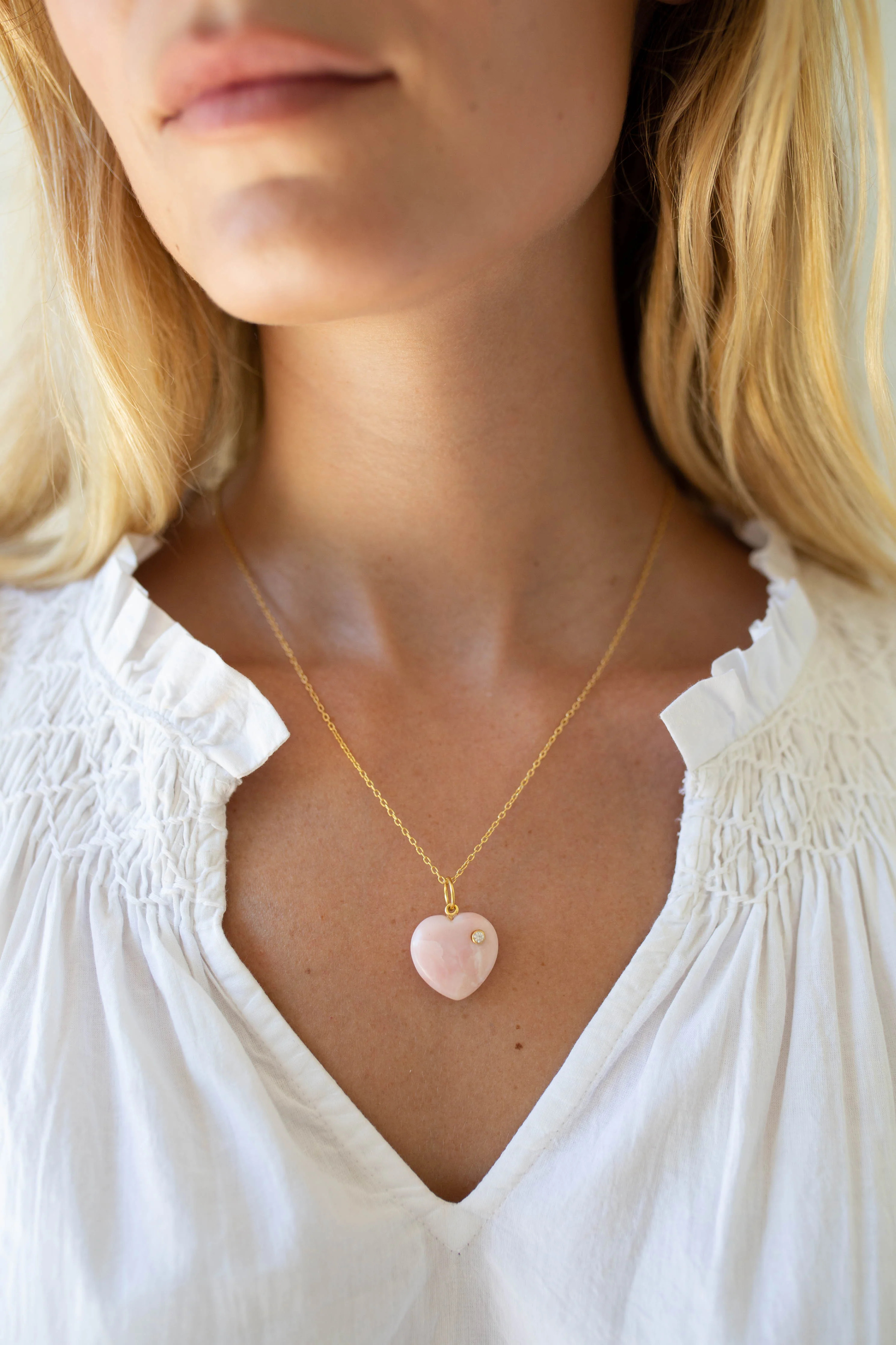 Rose Quartz Heart Charm- Pink | Marea