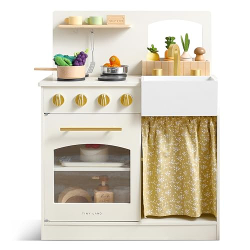 Tiny Land Play Kitchen, Kids Kitchen Playset, Toddler Kitchen with Cutting Food Set, Wooden Kitchen Sets for Kids, Best Gift for Girls and Boys | Amazon (US)
