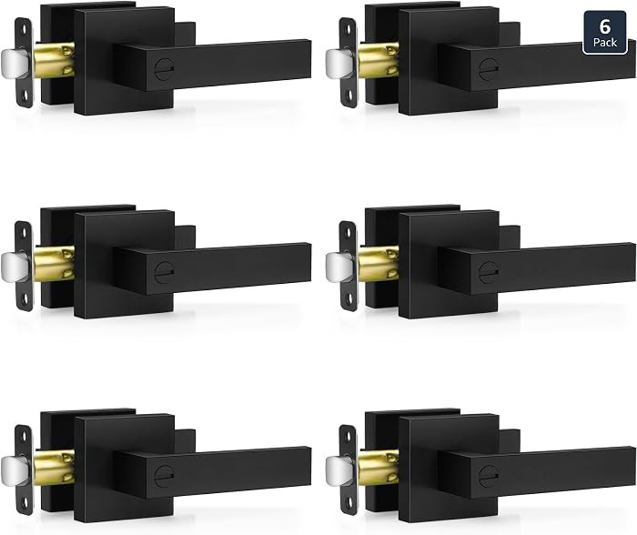 6 Pack Matte Black Door Handles, Keyless Interior Door Knobs, Privacy Door Lever Locksets for Bed... | Amazon (US)