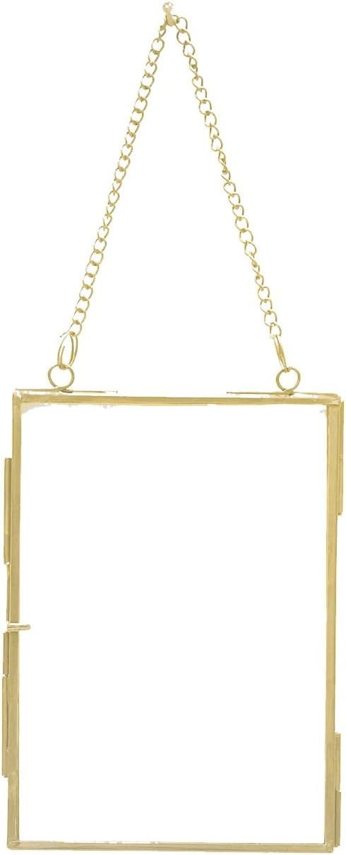 Double Glass Frame for Pressed Flowers, Hanging Picture Frames w Chain for Flower Pressing, Gold ... | Amazon (US)