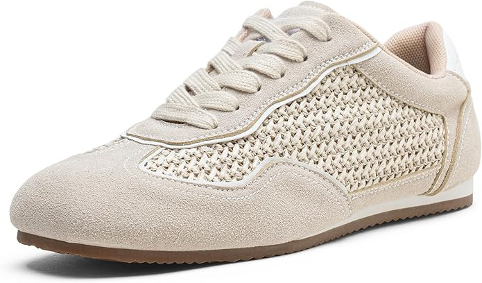 Vepose Women's Retro GAT Sneakers Suede Raffia Fashion Trainers, Removable Flap Square Toe, Memor... | Amazon (US)