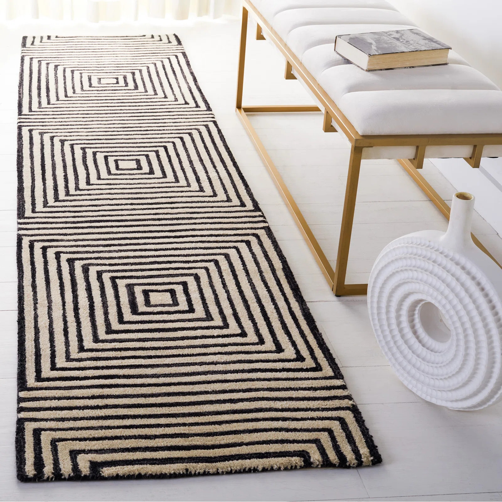 Swansea Metro 454 Area Rug In Black / Beige | Wayfair North America