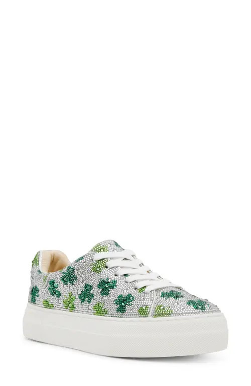 Betsey Johnson Sidny Crystal Pavé Platform Sneaker in Clover at Nordstrom, Size 5 | Nordstrom