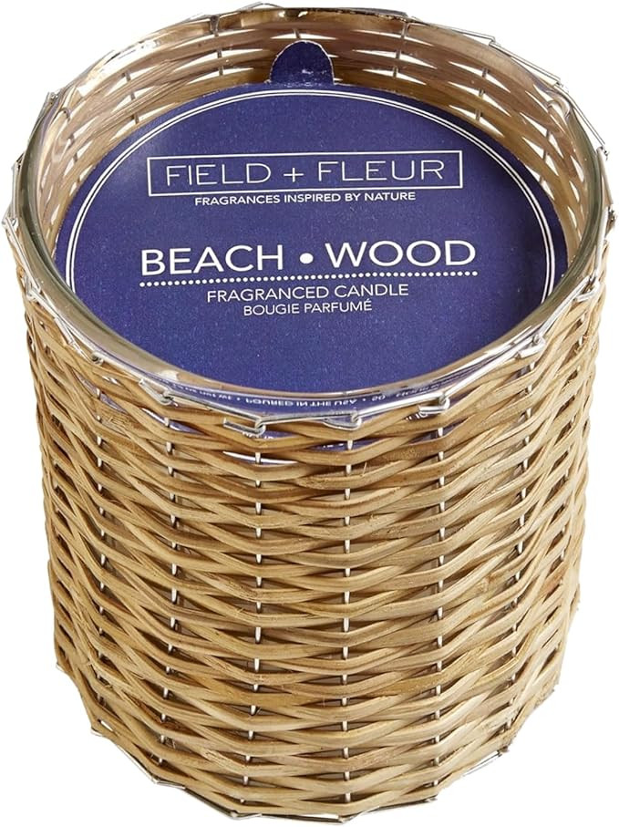 FIELD FLEUR Beach Wood Scented Candle – Luxury 12oz Soy Wax, 2-Wick Handwoven Glass Jar, Peach,... | Amazon (US)