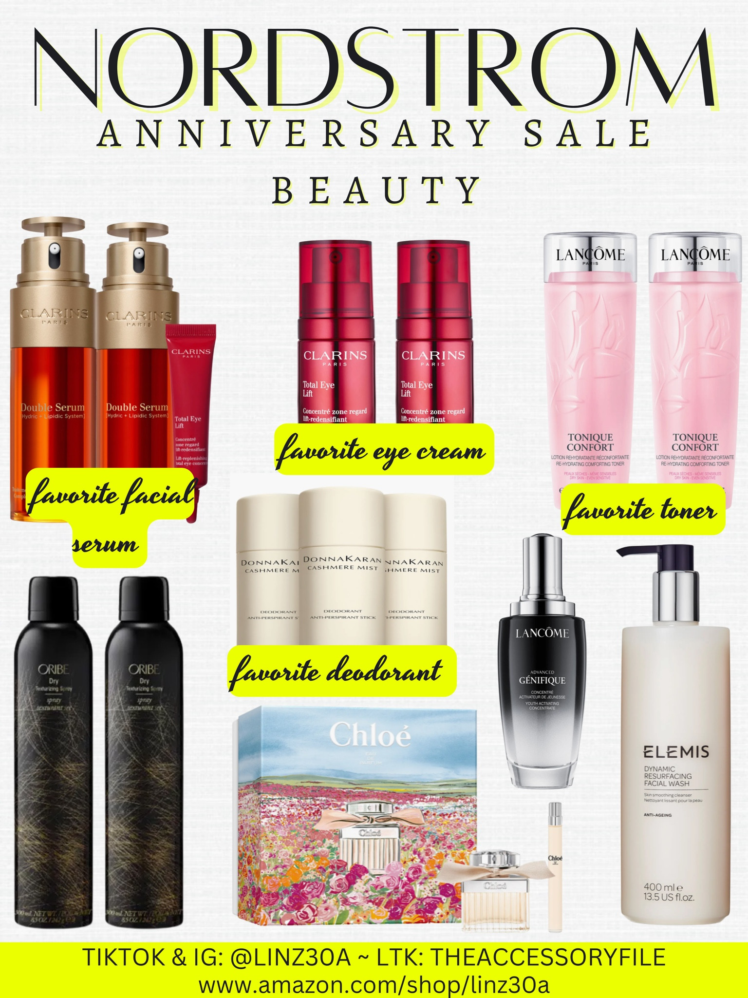 Nordstrom Anniversary Sale - beauty picks 

Facial serum, skincare, eye cream, toner, hair products, dry texture spray, cashmere mist deodorant, perfume, face wash, NAS 

#LTKbeauty #LTKunder100 #LTKxNSale