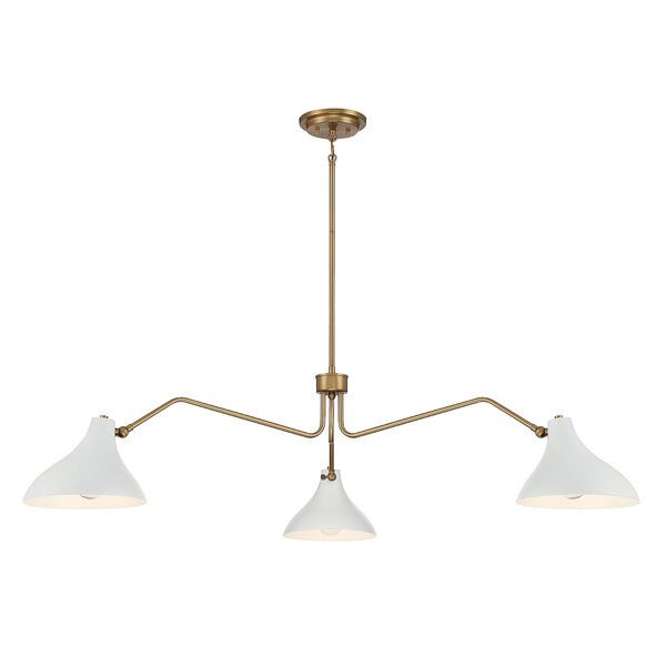 Chelsea White with Natural Brass Three-Light Pendant | Bellacor