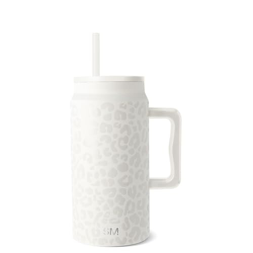 Simple Modern 50 oz Mug Tumbler with Handle and Straw Lid | Reusable Insulated Stainless Steel Large Travel Jug Water Bottle | Gifts for Women Men Him Her | Trek Collection | 50oz | Cream Leopard | Amazon (US)