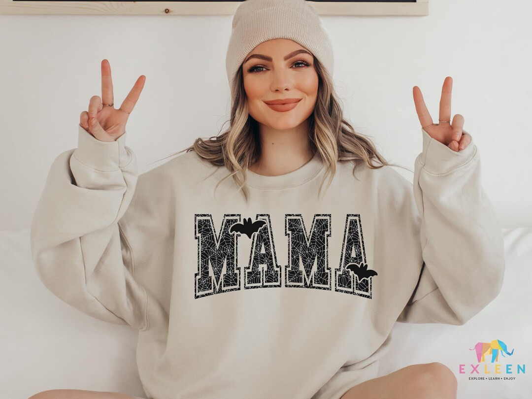 Halloween Mama Sweatshirt, Bat Mom Outfit Halloween, MAMA, Gift for Mom, Spooky Mom Shirt, Funny ... | Etsy (US)