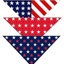 American Flag Dog Bandana | 3-Pack| 4th of July Bandannas| Red, White and Blue Scarf Set (Flag Pa... | Amazon (US)