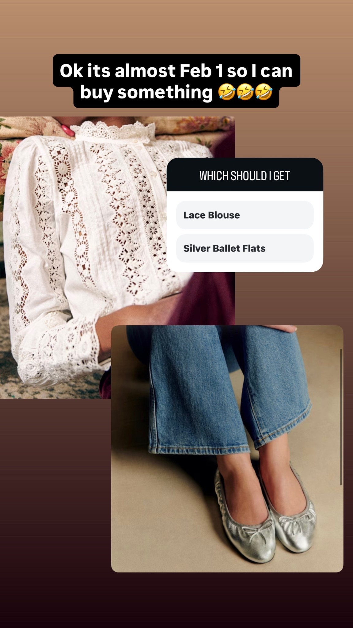It’s almost Feb so I can buy something since I participated in no spend January. Which would you get? 

Cotton lace blouse or silver ballet flats? 

#LTKPetite #LTKOver40 #LTKValentine