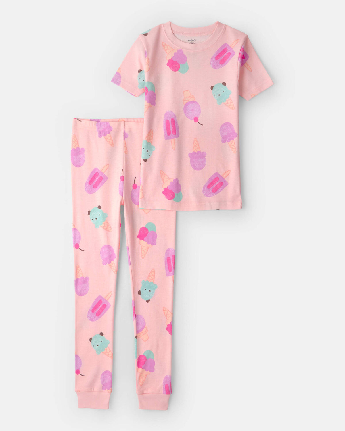 Girls Ice Cream 100% Cotton Short-Sleeve Snug Fit 2-Piece Pajama Set - Pink | Carter's | Carter's Inc