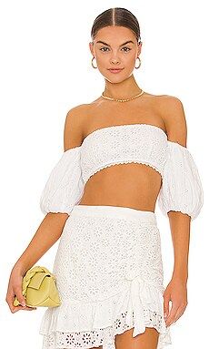 MAJORELLE Angela Crop Top in White from Revolve.com | Revolve Clothing (Global)